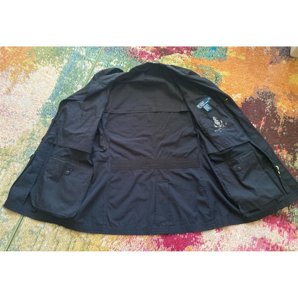 VTG Polo Ralph Lauren Jacket Mens Large Nautical Military Black Gold Buttons - Picture 12 of 12